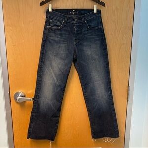 𝅺7 FOR ALL MANKIND Sz 29 Relaxed Distressed  Hem Button Fly Jeans